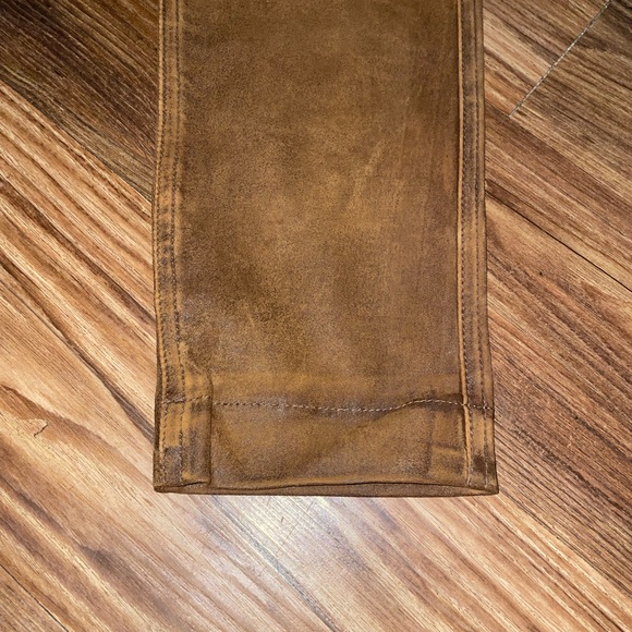 RRL Brown Leather Moto Pants - Picture 9 of 15